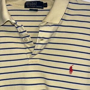 Ralph Lauren Beige and Navy Striped Polo